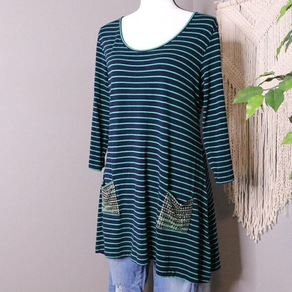 Soft Surroundings Tunic Blouse Striped - Picture 1 of 9